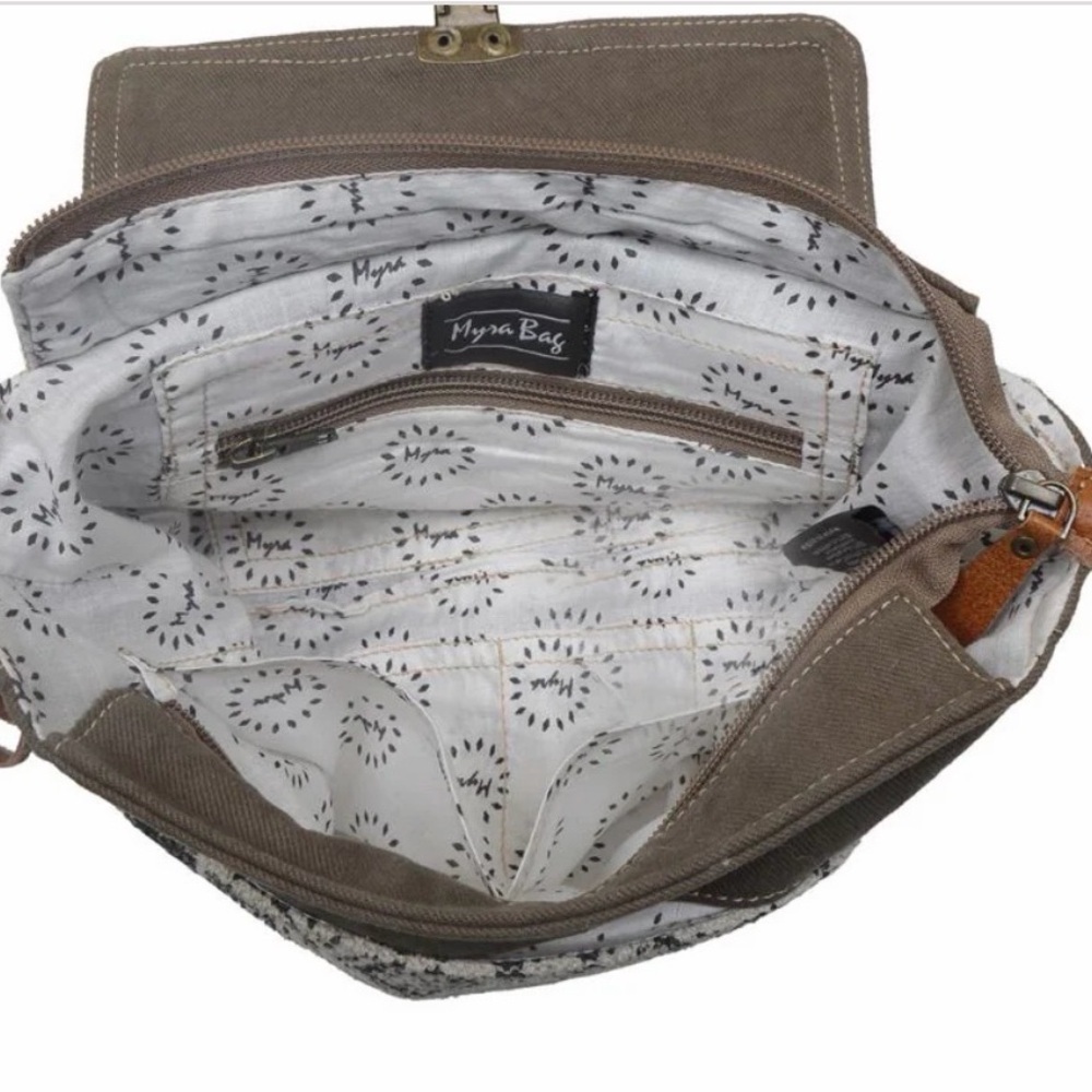 Spell Bound Messenger Bag in Olive green and Leather - Picture 7 of 16